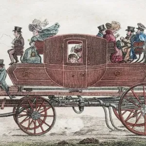 Gurney's Steam Coach Hand-Colored Engraving Print
