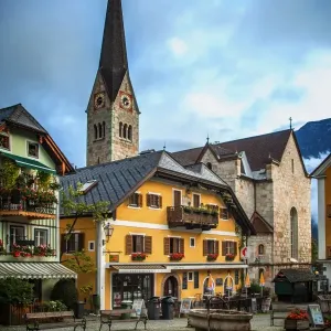 Hallstatt Village and Cathedral Print Hallstatt Village and Cathedral Print