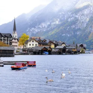 Hallstatt Lake and Church of St. Mary the Virgin Hallstatt Lake and Church of St. Mary the Virgin