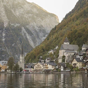 Hallstatt at Morning with Sunlight and Reflection on the Lake, Austria