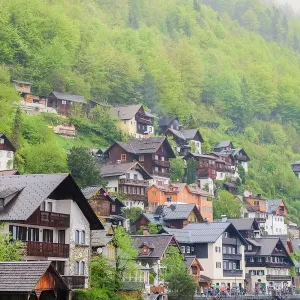 Hallstatt mountain village with Hallstatter See in the Austrian Alps, region of Salzkammergut, Austria Hallstatt mountain village with Hallstatter See in the Austrian Alps, region of Salzkammergut, Austria
