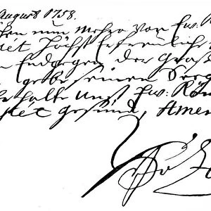 Handwriting of Hans Joachim von Zieten, general and confidante of Frederick the Great