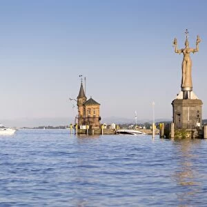 Harbour entrance of Konstanz with the Imperia statue, Lake Constance, Konstanz, Baden-Wuerttemberg, Germany