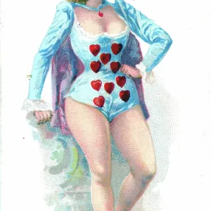 Hard a Port Cut Plug Playing Card, Six of Hearts, 1890s
