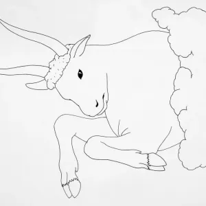Head and front legs of Bull (Bos taurus), side view Head and front legs of Bull (Bos taurus), side view