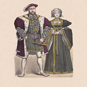 Henry VIII and Anne of Cleves, hand-colored woodcut, published c. 1880