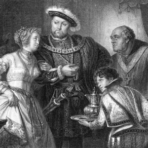 Henry VIII Meets Anne Boleyn Historic Engraving Print