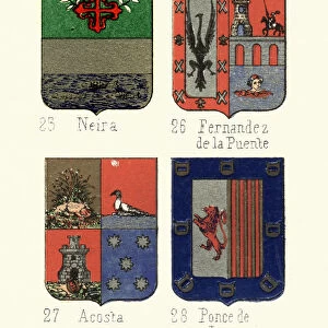 Heraldry Coat of Arms, Neira, Fernandez, Acosta, Ponce de Leon