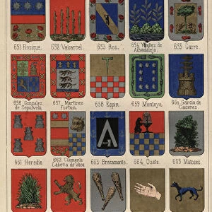 Coats of Arms and Heraldic Badges. Photographic Print Collection: Coats of Arms of Spain 1857