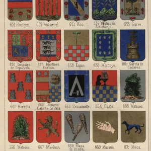 Coats of Arms and Heraldic Badges. Framed Print Collection: Coats of Arms of Spain 1857