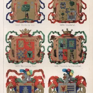 Heraldry, Coats of Arms of Spain, 19th Century Heraldry, Coats of Arms of Spain, 19th Century