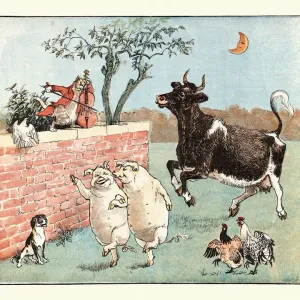 Vintage Print of the Cat and Fiddle from Hey Diddle Diddle Vintage Print of the Cat and Fiddle from Hey Diddle Diddle
