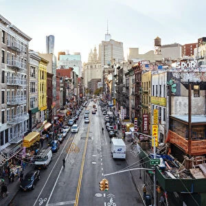 High angle view of Chinatown from Manhattan bridge