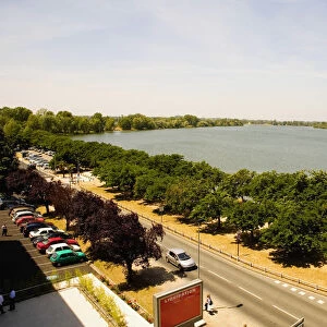 High angle view of a lake in a city, Bordeaux Lake, Bordeaux, Aquitaine, France
