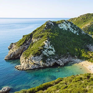 High angle view of Porto Timoni beach, Corfu, Ionian Islands, Greece