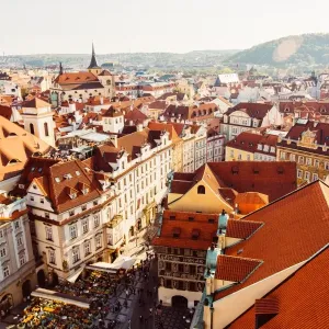 High angle view of Prague Old Town, Czech Republic High angle view of Prague Old Town, Czech Republic