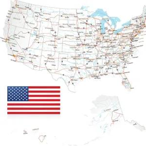 Highly detailed USA Road Map