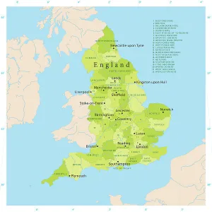 Highly detailed vector map of England