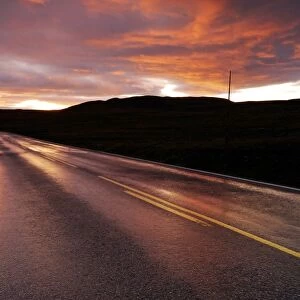 Highway E51 at sunrise, Norway, Europe