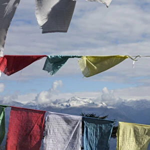 Himalayas seen through prayer flags, Dorcha La Pass, Bhutan