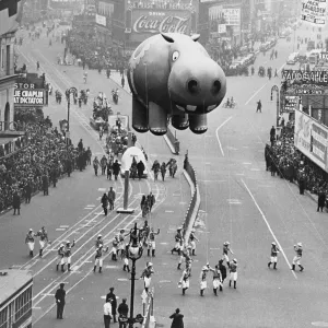 Hippo Balloon Floating at the Thanksgiving Day Parade Hippo Balloon Floating at the Thanksgiving Day Parade