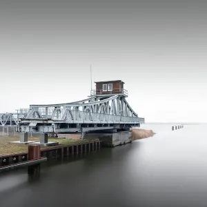 Historic Meiningen Bridge at the Baltic Sea. Last swing bridge, Zingst, Germany Historic Meiningen Bridge at the Baltic Sea. Last swing bridge, Zingst, Germany