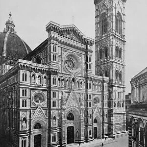 Historic photo (ca 1880) of Florence Cathedral, Tuscany, Italy, Historic, digitally restored reproduction of a 19th century original, exact original date unknown