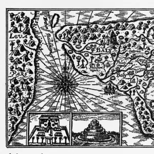 Historical Map of Dutch Navigators Island of Bali Illustration