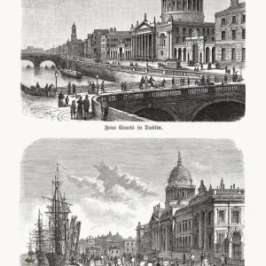 Historical views of Dublin, Ireland, wood engravings, published in 1893 Historical views of Dublin, Ireland, wood engravings, published in 1893