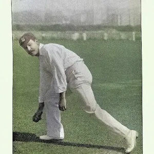 History of Cricket, Fielder throwing the ball, W. Marlow, 19th Century vintage photograph