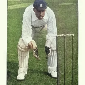 History of Cricket, Wicketkeeper at the wicket, 19th Century vintage photograph, Victorian sports, Arthur Frederick Augustus Lilley