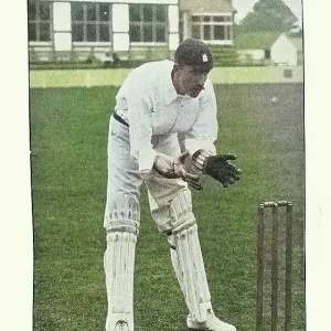 History of Cricket, Wicketkeeper at the wicket, 19th Century vintage photograph, Victorian sports, Arthur Frederick Augustus Lilley