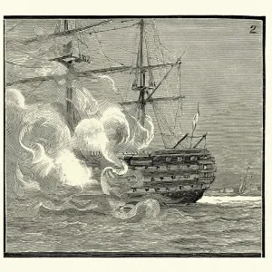 HMS Duke of Wellington, firing a slaute, 19th Century HMS Duke of Wellington, firing a slaute, 19th Century