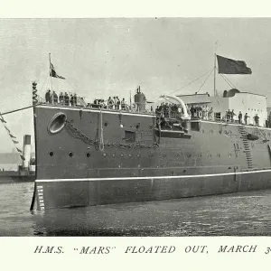 HMS Mars at floated out of Laird Brothers shipyard, Birkenhead, History Royal Navy shipbuilding, 19th Century