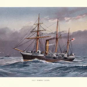 HMS Nymphe, Victorian era Royal Navy warship 19th Century, composite screw sloop HMS Nymphe, Victorian era Royal Navy warship 19th Century, composite screw sloop
