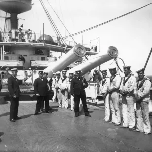 HMS Repulse Print circa 1908: Delinquent sailors in line for punishment HMS Repulse Print circa 1908: Delinquent sailors in line for punishment