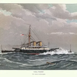 HMS Rodney was a battleship of the Victorian Royal Navy, Warship, 19th Century HMS Rodney was a battleship of the Victorian Royal Navy, Warship, 19th Century