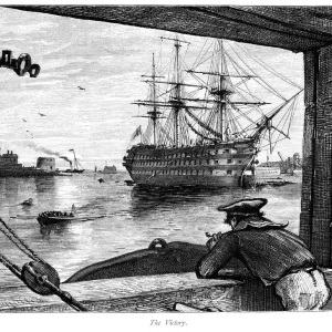 HMS Victory in Portsmouth (Victorian Radierung) HMS Victory in Portsmouth (Victorian Radierung)