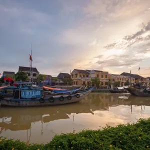 Hoi An Ancient Town Riverside at dusk, Vietnam Hoi An Ancient Town Riverside at dusk, Vietnam