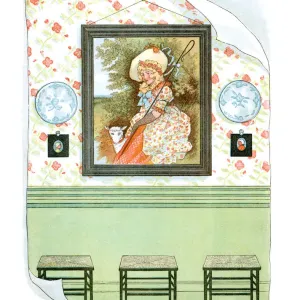 Home interior wall with portrait (Victorian illustration) Home interior wall with portrait (Victorian illustration)