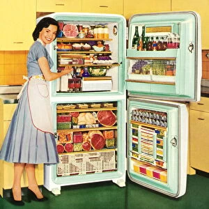 Homemaker Showing a Full Refrigerator