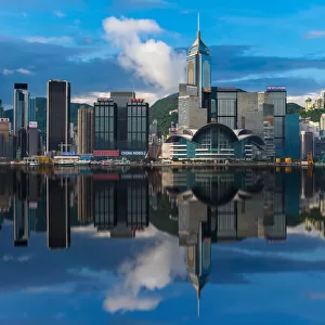 Hong Kong Iconic skyline with manipulated reflection