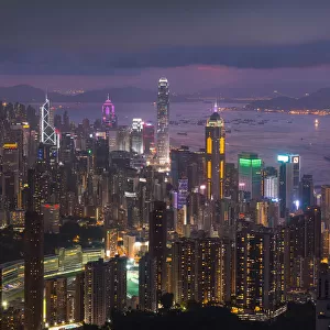 Hong Kong down town illuminated