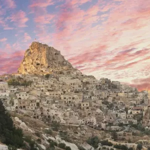 Hot Air Balloons Print over Cappadocia Landscape Hot Air Balloons Print over Cappadocia Landscape