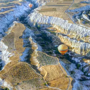 Hot Air Balloon Print over Cappadocia Landscape Hot Air Balloon Print over Cappadocia Landscape