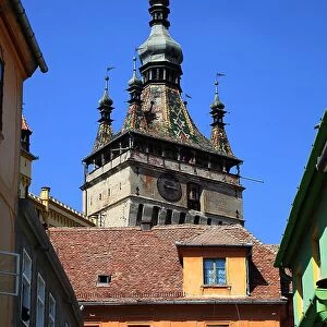 The Hour Tower, Turnul cu Ceas, Sighisoara, Sighisoara, Saxoburgum, in Mures County, Transylvania, Romania