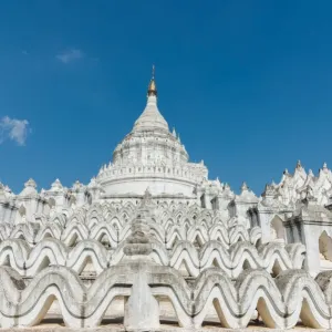 Hsinbyume white pagoda another name is myanmar taj mahal, mingun, sagaing region, myanmar