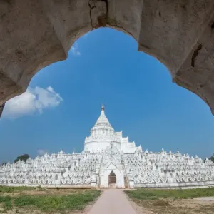 Hsinbyume white pagoda another name is myanmar taj mahal, mingun, sagaing region, myanmar