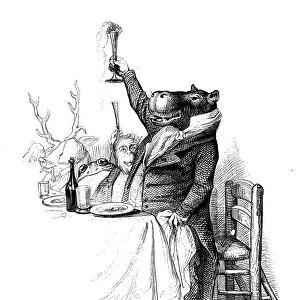 Humanized animals illustrations: Hippo toasting