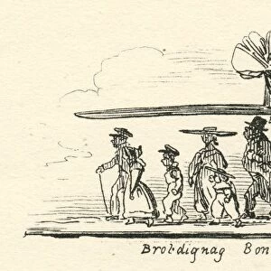 Humour Brobdignag bonnet Cruikshank 19th century cartoon